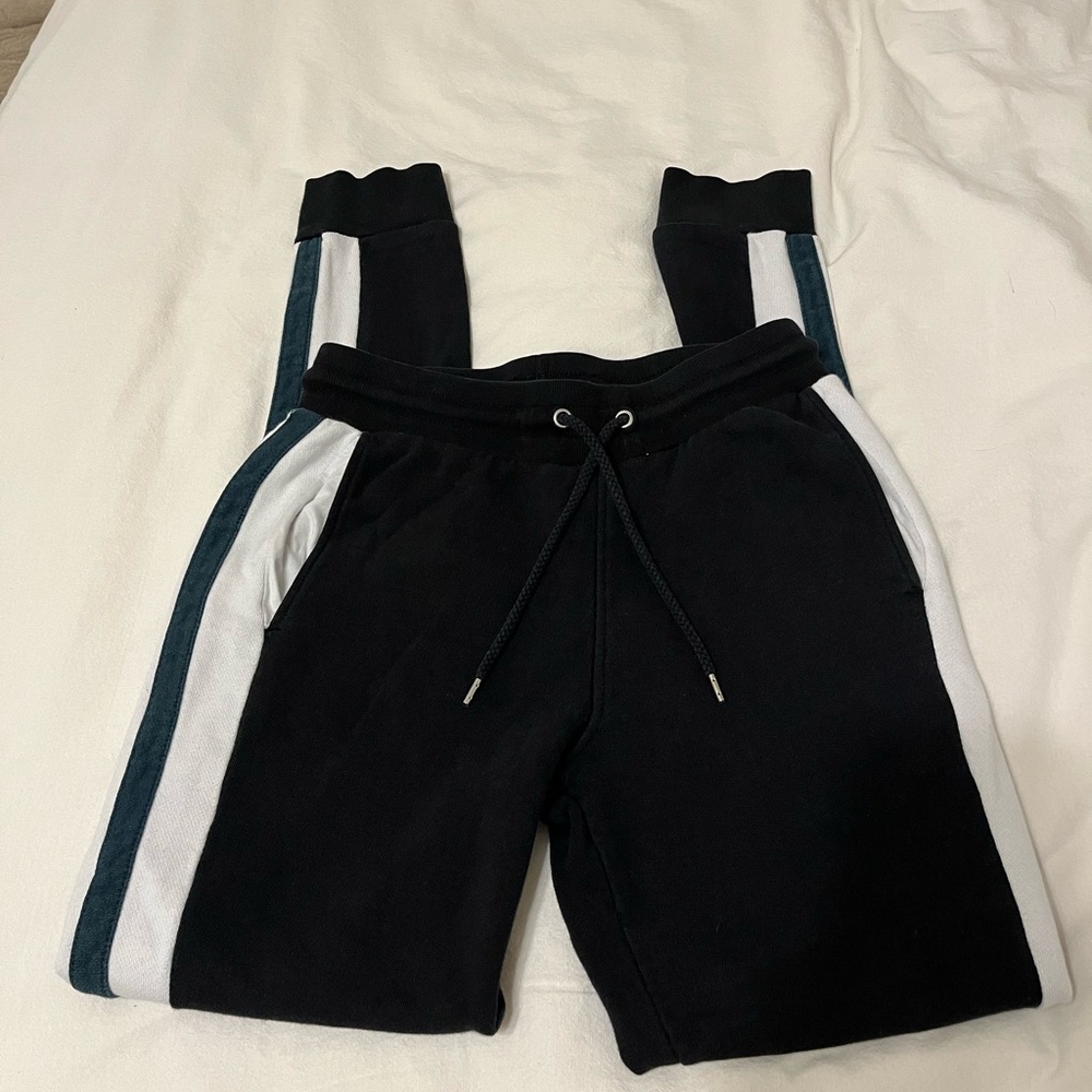 ASOS unisex black joggers with side stripes